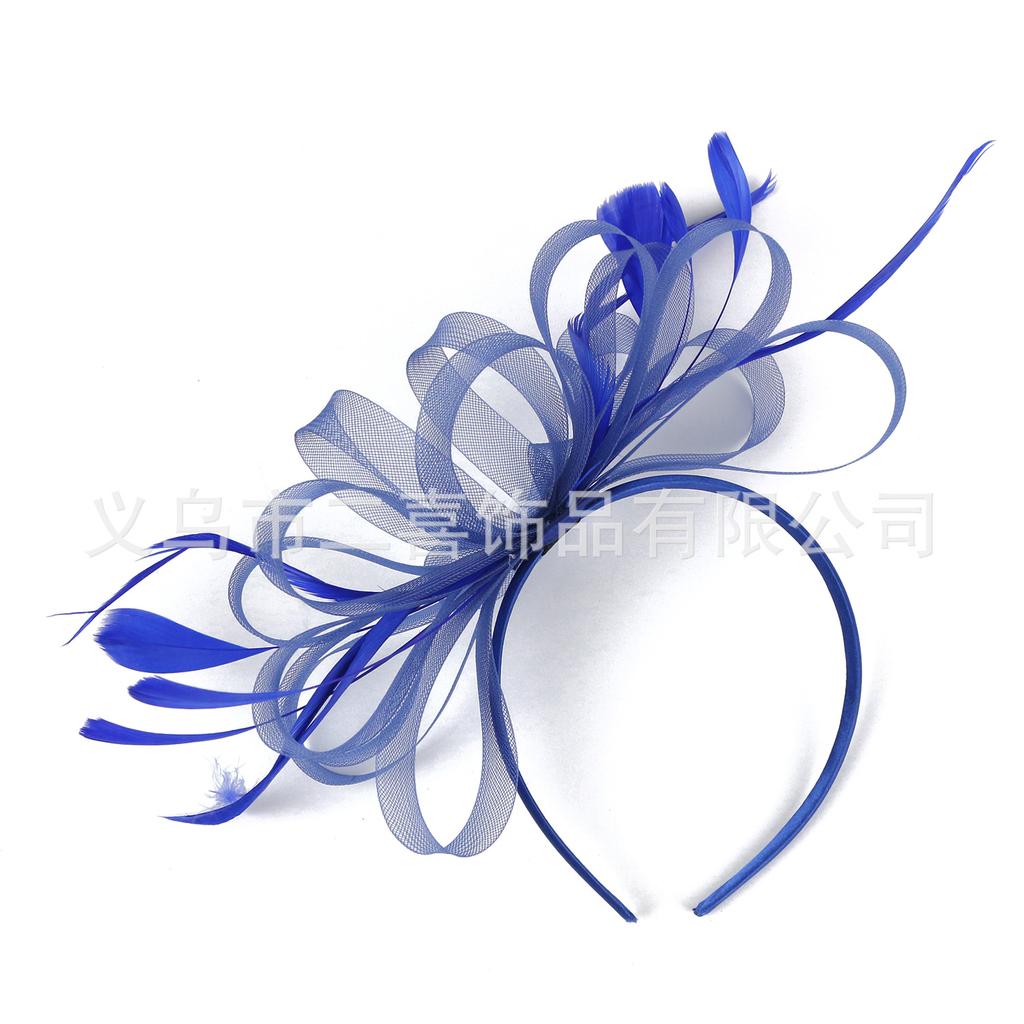 Popular Bridal Mesh Headgear Photo Bow Hair Accessories Jockey Club Feather Hairpin Head Flower