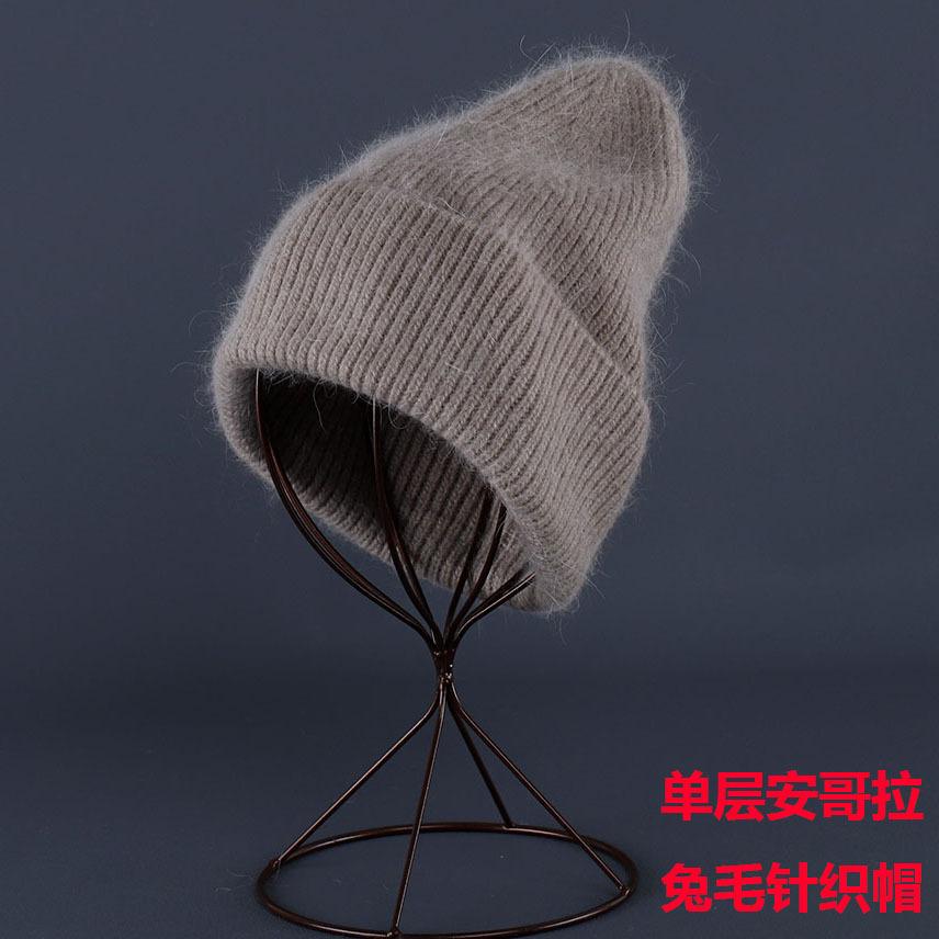 Rabbit Fur Beanies Soft Warm Fluffy Winter Hat for Women Angora Knitted Hat Beanies Female Bonnet warm Woman Knit Cap