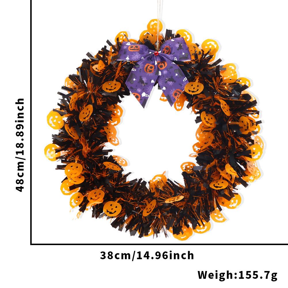 Orange Halloween Pumpkin Wreath Vibrant Colorful Hanging Decoration For Parties Spooky