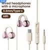 Clip-on Type C 3.5mm Wired Control Headphones HIFI Sound Sports Earbuds Gaming Headsets Earphones In HD Mic For iPhone 15 16 17