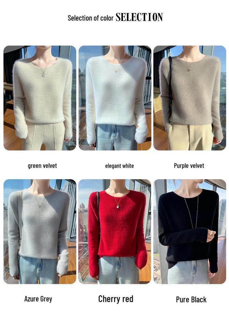 Women's 100% Wool Low-Neck Slimming Sweater - Soft, Flattering, High-End Feel for Spring/Autumn