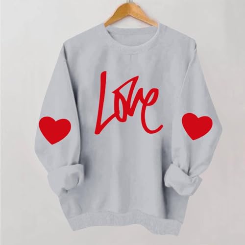 Ladies' Casual And Fashionable Round Neck Top With Valentines Print Hooded T,shirt Long Sleeved Sweatshirt