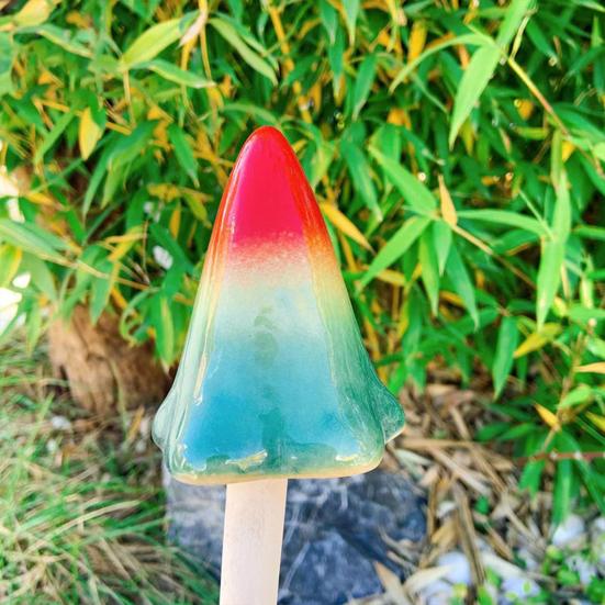 Planter Insert Ceramic Mushroom Colorful Glazed Mushroom Decoration Hand-Painted Toadstools Sculptures