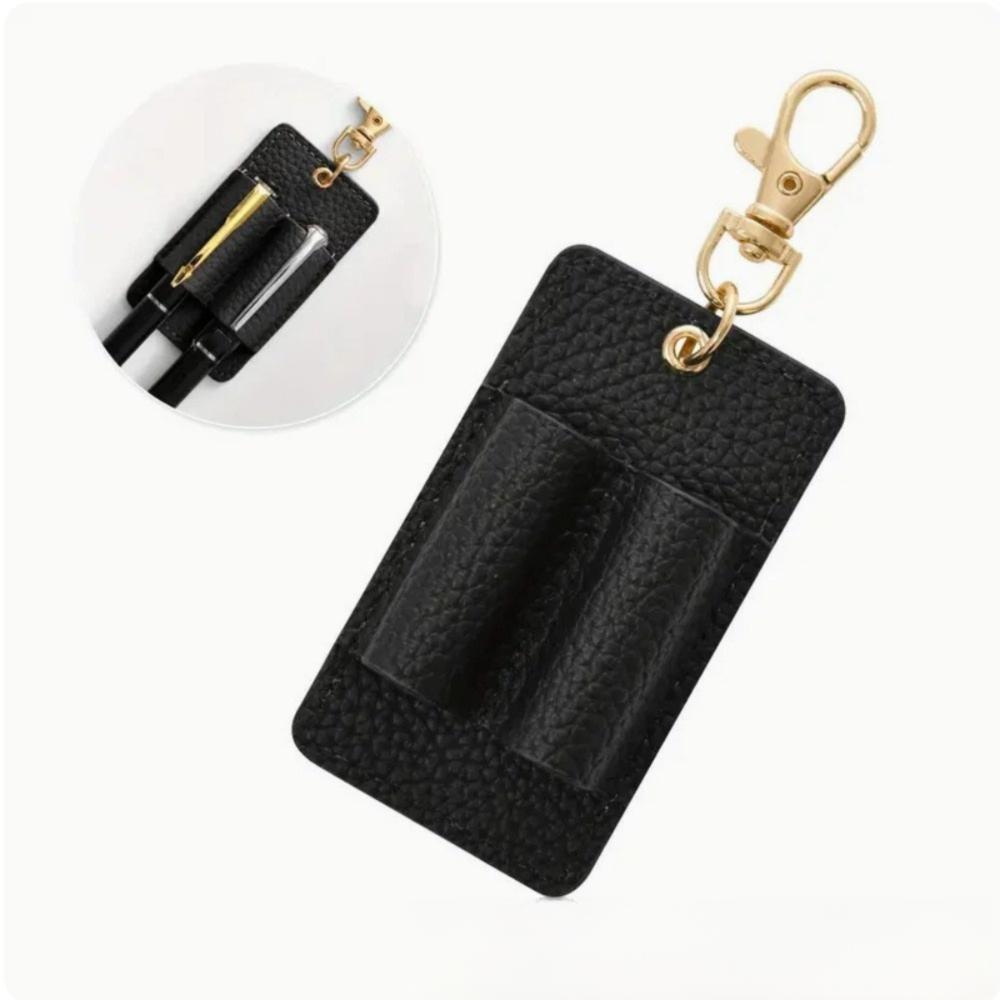 Hanging PU Lanyard Pen Holders Creative Design Keychain Pen Clip Leather Pen Pouch  Office Supplies