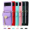 Zipper Coin Purse Crossbody Leather Bag Wallet Case for Samsung Z Flip 6FE 6 4 5 3 Neckstrap Shoulder Strap Card Holder Cover