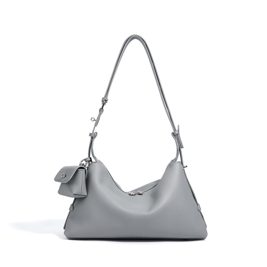 Bag Women's Leather Design Sense Niche Crossbody Bag Zipper Head Layer Cowhide Pillow Shoulder Bag