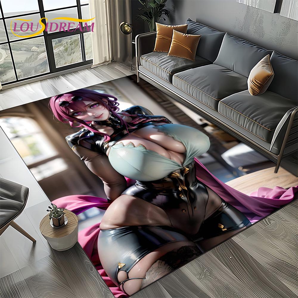 3D Sexy Lace Beauty Girl Lady Cartoon Anime Character Carpet Rug for Living Room Bedroom Home Sofa Decoration,Non-slip Floor Mat