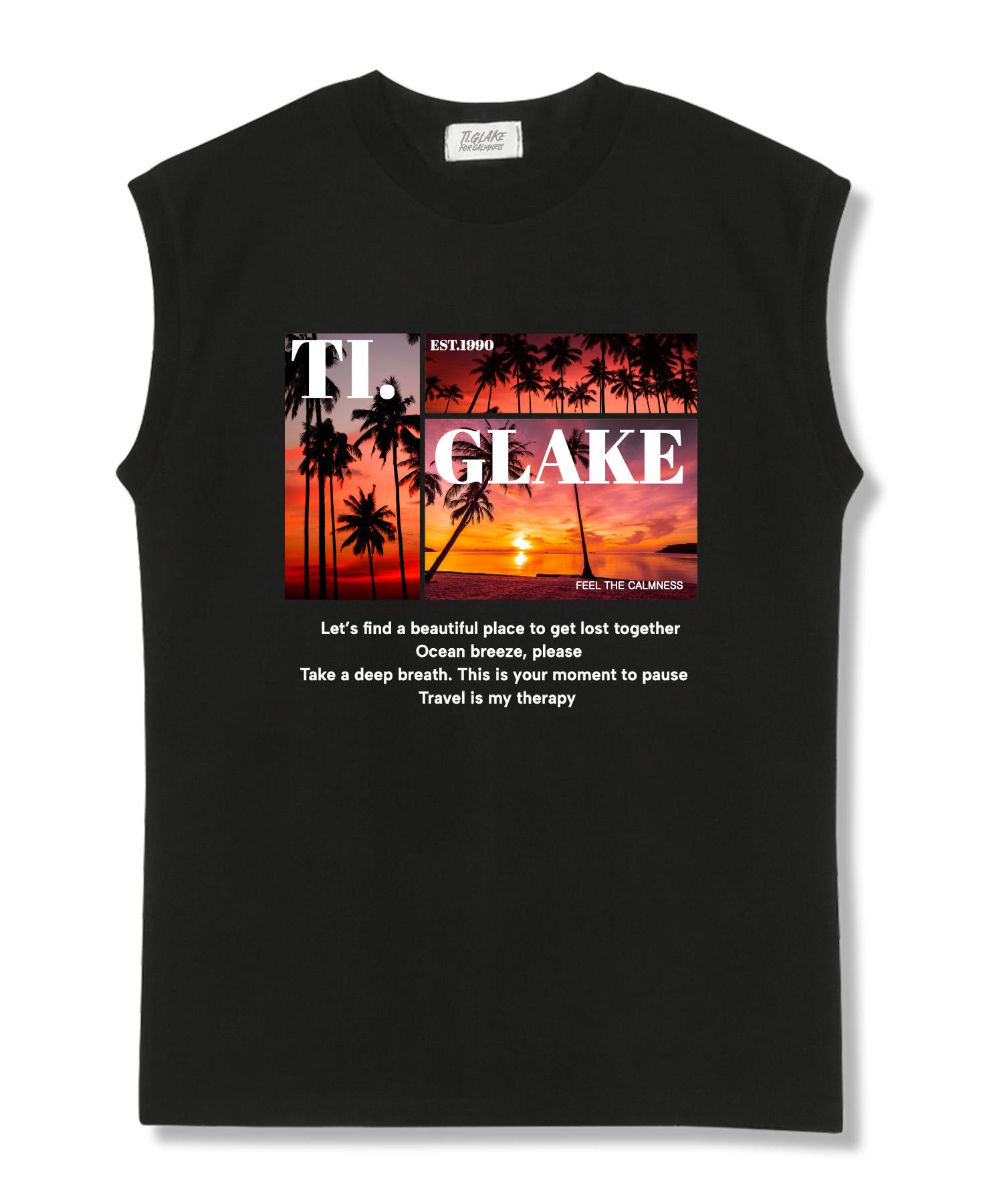 Футболка Glake Hot Sunset Оверсайз Без Рукавов Черная L