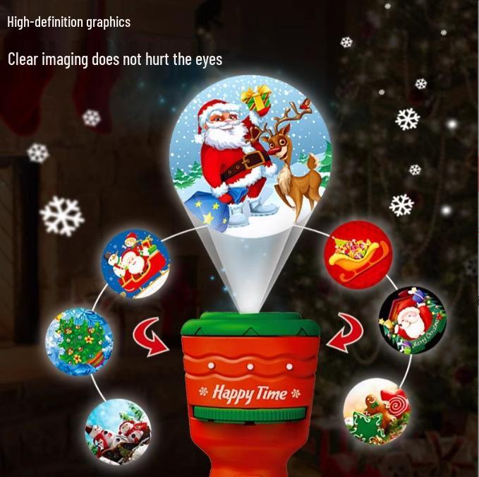 Children’s Early Education Christmas Flashlight Toy - Cute Cartoon Projection Gift