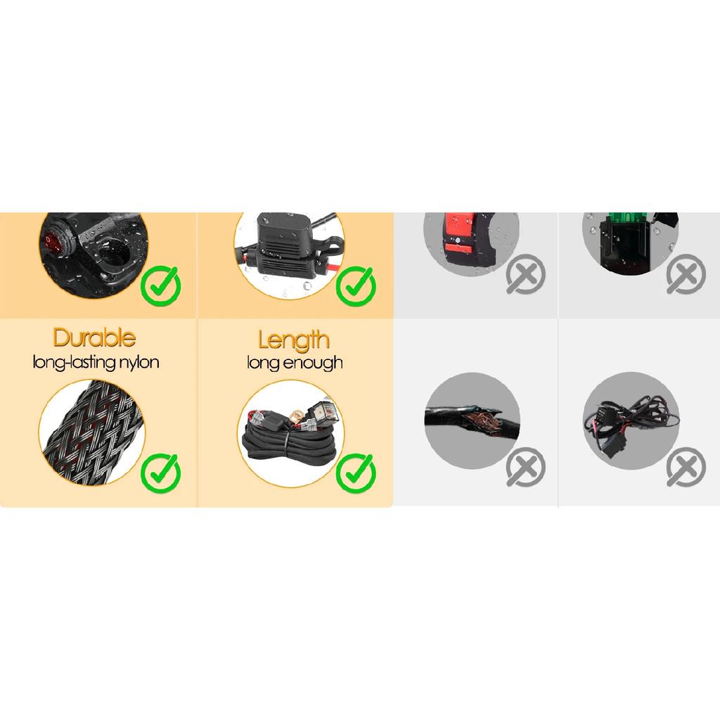 Motorcycle Spotlight Switch Light Bar/Work Light Fog Light On/Off Nylon Wiring Harness for Car Boat Truck 120W Cable Accessories