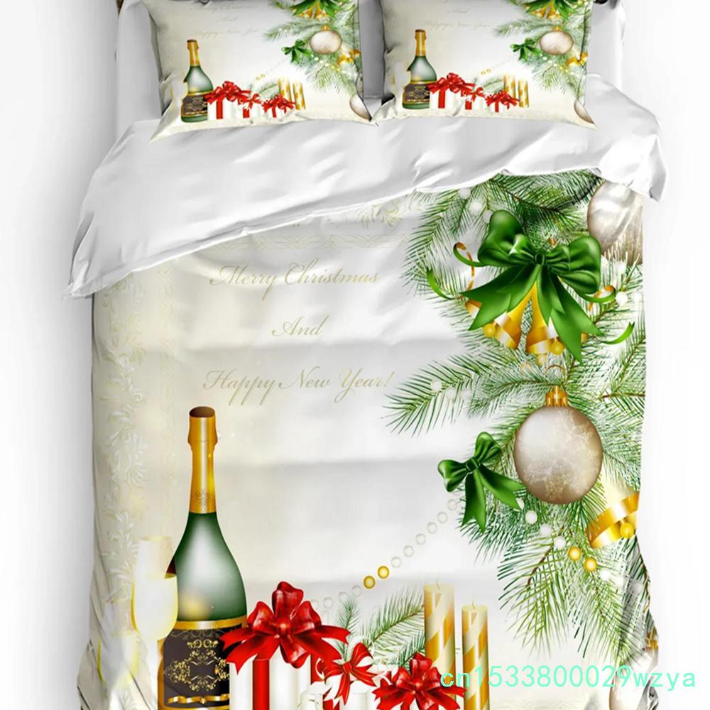 Christmas Winter Snowman Season Pine Trees Bedding Set 3pcs Duvet Cover Pillowcase Quilt Cover Double Bed Set Home Textile