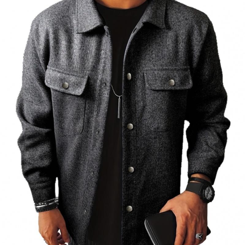 New Style Men's Turn-down Collar Jacket, Loose-fitting Casual Corduroy Work Jacket for Men