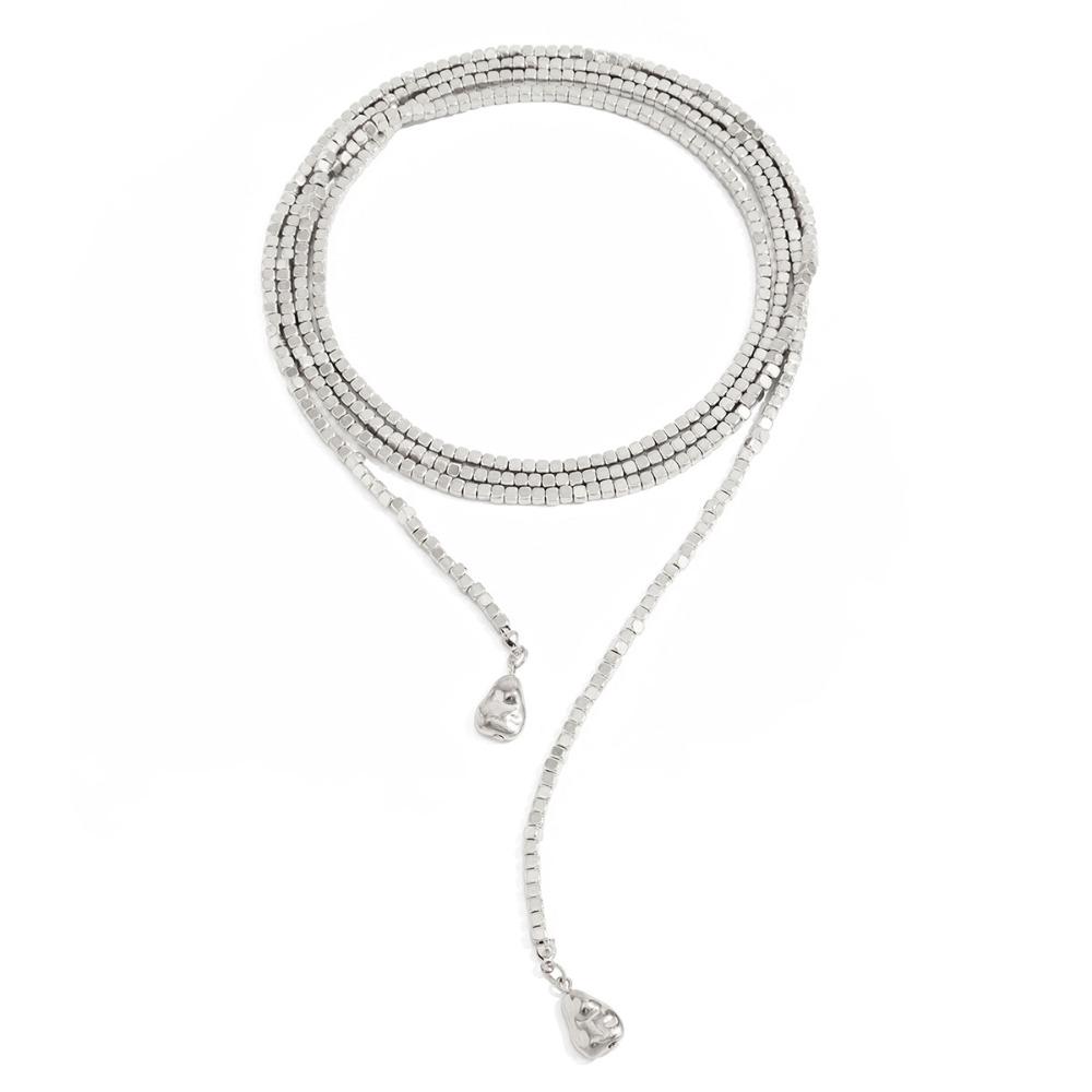 Vintage Layered Collarbone Chain Geometric Sweater Chain Fashion Square Bead Necklace Gift серебряный