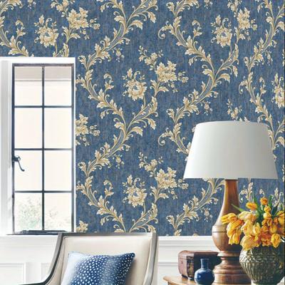 Papier Peint Floral Nordique Rouleau Non Adhésif Matériau Non Tissé Résistant à l'Humidité Léger Décoration Intérieure