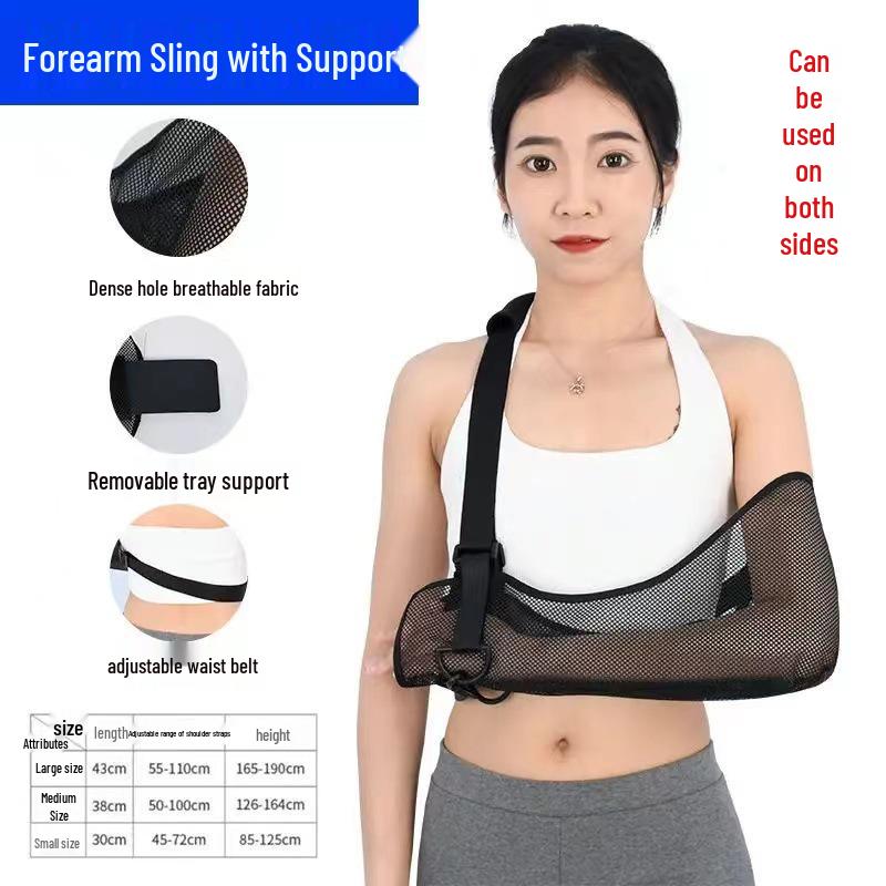 Breathable Forearm Sling: Elbow, Shoulder, Wrist Support with Fixation Strap for Adults