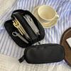 Desktop Storage Korean Stationery Bag Black Solid Color Pencil Pouch  Student