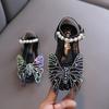 Girls Leather Shoes Children's Lace Butterfly Rhinestone Pearls Beading Performance Single Shoes Fashion Weeding Kids Shoes