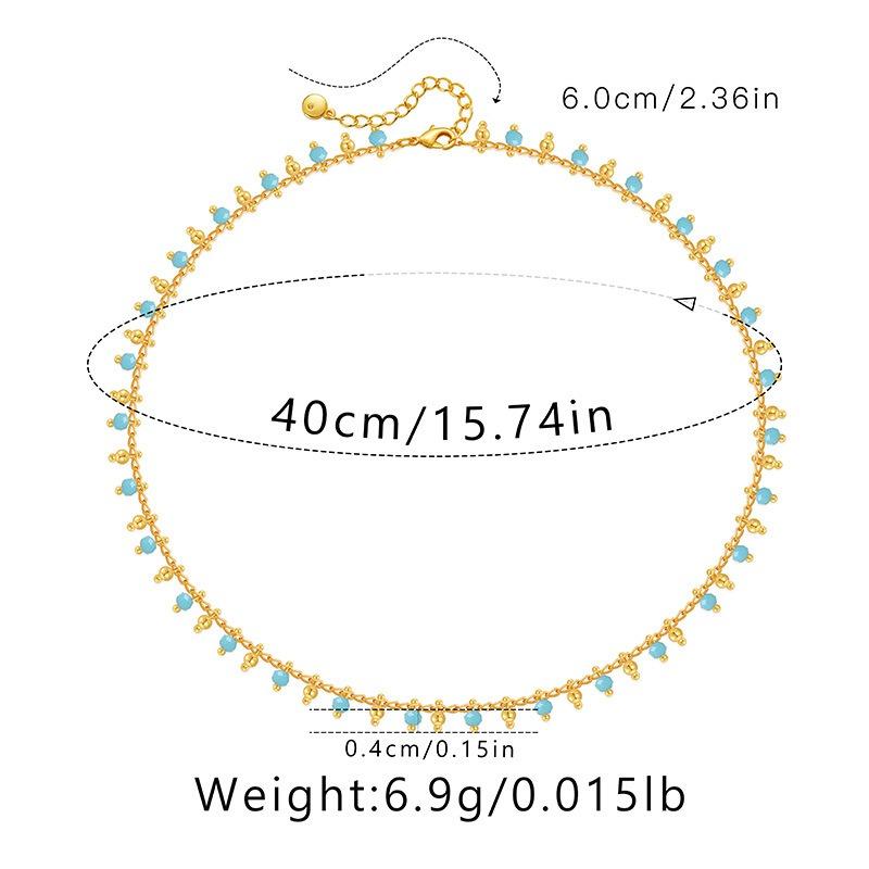 Exotic Style Crystal Beaded Simple Clavicle 18k Gold Plated Necklace