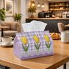 1pc Spring Botanical Tissue Box - Tulip Flower Gingham Napkin Storage Box, Suitable for Rolls/facial Tissues/single Sheets,Two Sizes Available for Hom