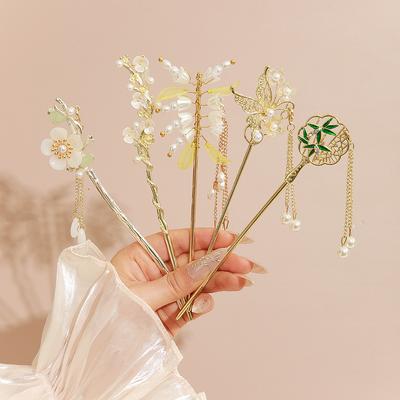 5PC Chinese Style Tassel Hair Clip For Women Hair Stick Pins Flower Handmade Hairpins Charm Jewelry Accessories Hair Ornaments