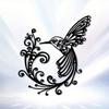 Vintage Wall Art Metal Hummingbird Garden Balcony Black Weather Resistant Floral Decor
