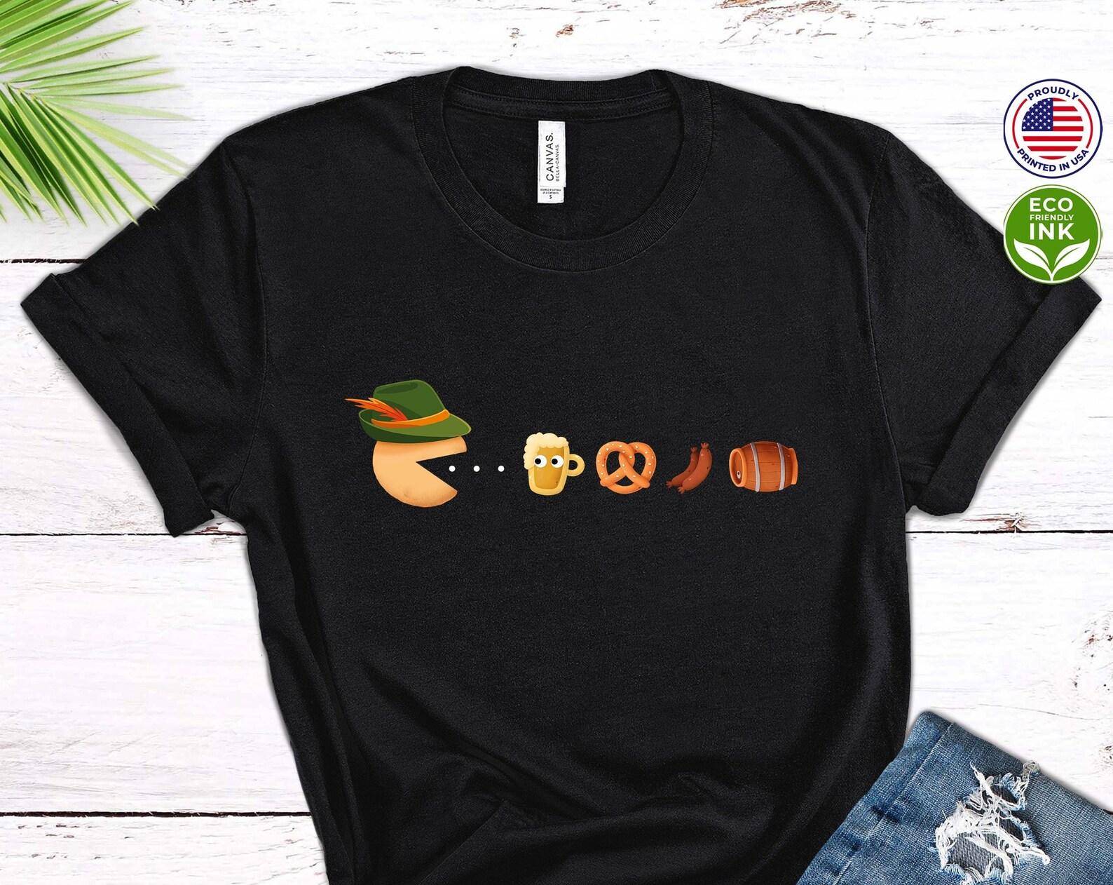 Oktoberfest Pac-Man Gamer T-Shirt: Funny Beer Fest Tee 3XL