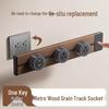 Retro Black Walnut Wood Grain Track Socket with USB Power Strip - Multi-functional British Design