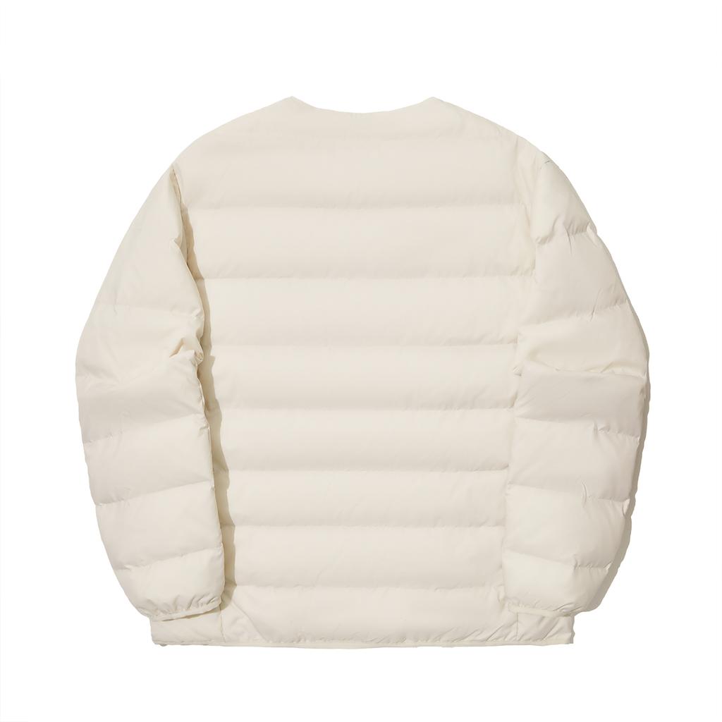 Li Ning Vital Series Solid Color Loose Short V-Neck Long Sleeve Down Jacket Unisex Outerwear Pearl-White AYMU323-2