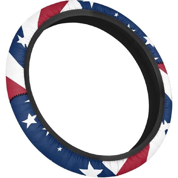 USA Flag Golf Cart Steering Wheel Covers Stretch Golf Cart Accessories Club Car Anti-Slip Absorbing Sweat Interior Decor Odorless Universal 13 14 Patriot