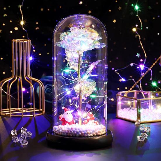 Rose Flower Gifts for Her Mom Wife Grandma Light Up Eternal Rose in A Dome Romantic Gift for Anniversary Birthday Valentine's Day Christmas