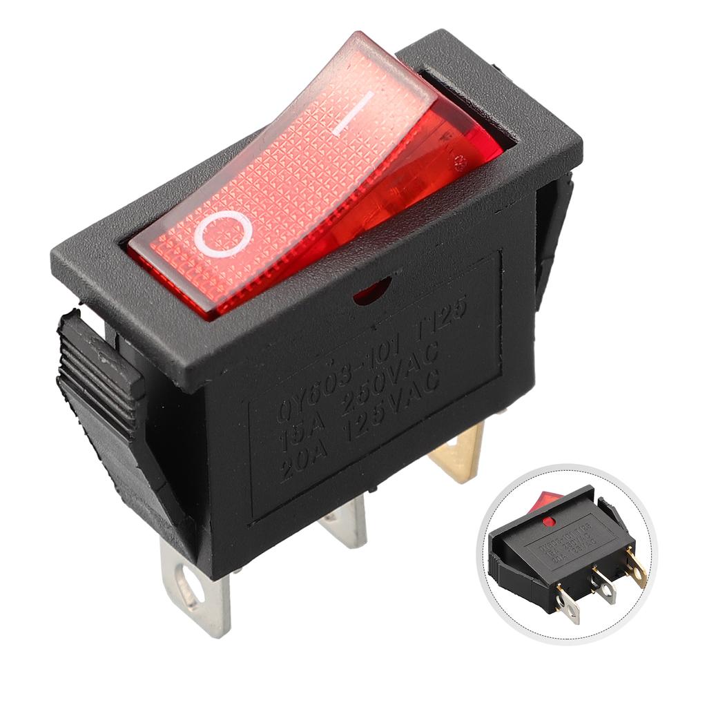Červená Zelená Modrá Žlutá Obdélníkový západkový neonový kolébkový spínač ONOFF 3 pin