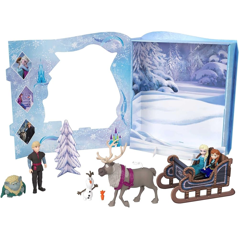 Mattel Disney Frozen Classic Storybook Mini Doll Playset for Ages 3 and Up