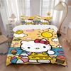 3pcs Hello Kitty On the Beach In Summer Quilt Set Soft and Comfortable Bedroom, Guest Room and Dorm Decor Bedding Set W046