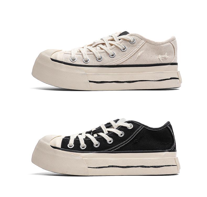 2026 Summer Trendy Men's Canvas Lace-up Shoes with Thick Sole for Height Increase