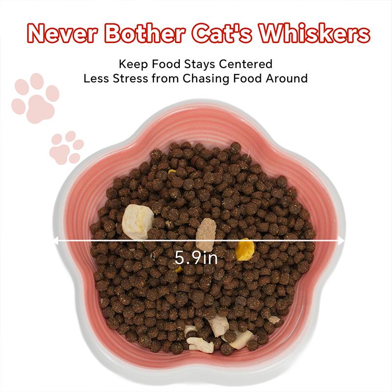 Heart-Shaped Ceramic Pet Water Bowl - Elevated, Splash-Proof, Moisture-Proof, Ideal for Cats and Dogs