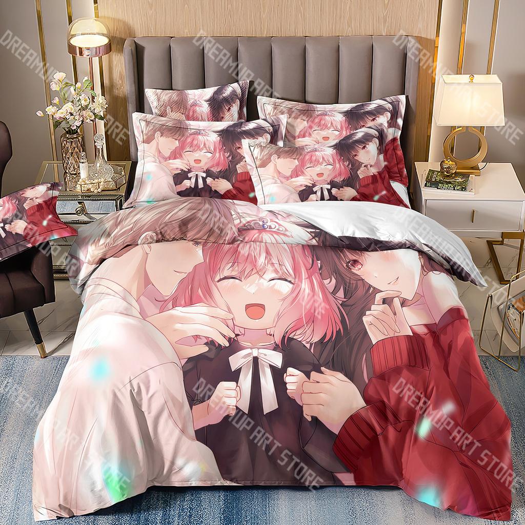 Fashion S-SPY Anya FAMILY Anime Bedding Set Single Twin Full Queen King Size Bed Set Kids Bedroom Duvetcover Sets Bed Sheet Set
