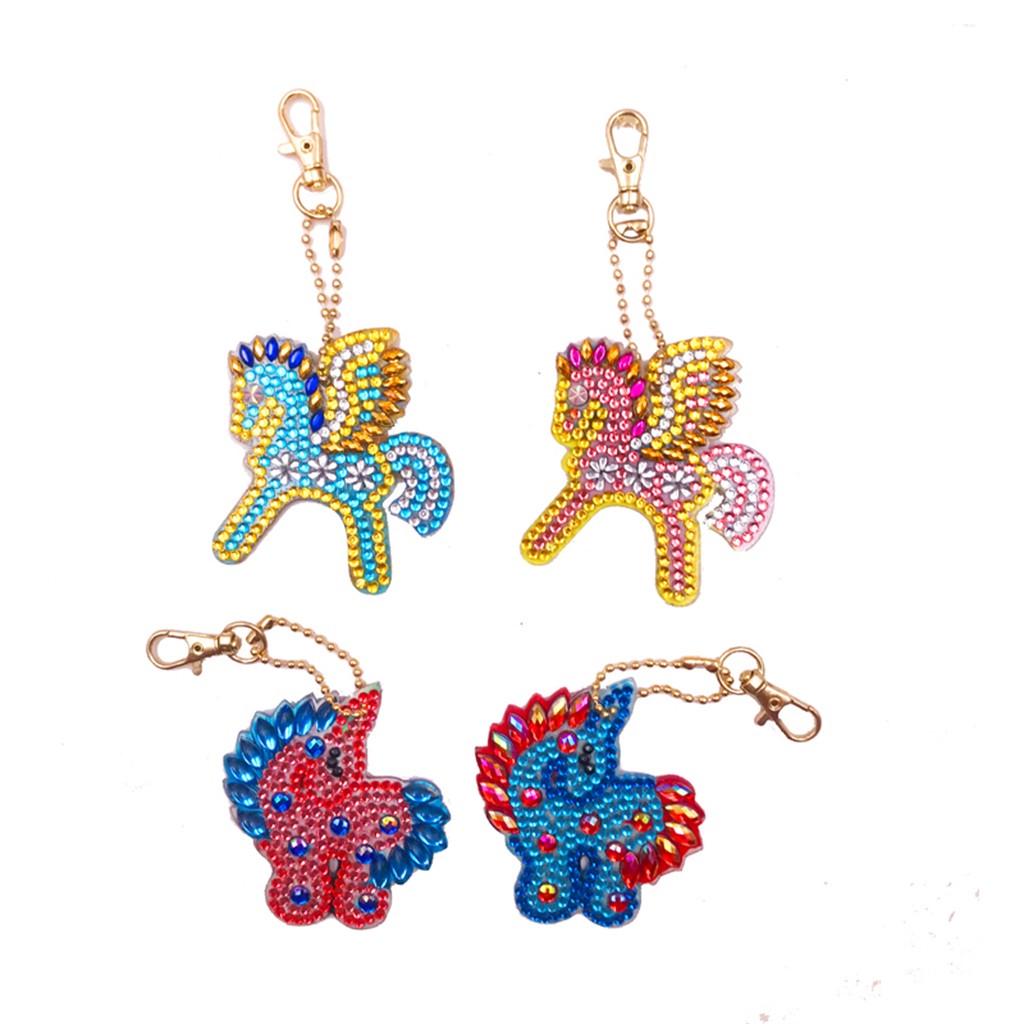 4-5pcs DIY Full Drill Diamond Painting Key Chains Keyring Keychain for Bag Decor