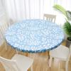 Elastic Edged Vinyl Fitted Tablecloth Flannel Backed & Elastic Edge Table Cover Indoor Outdoor Round Fitted Vinyl Table Cloth