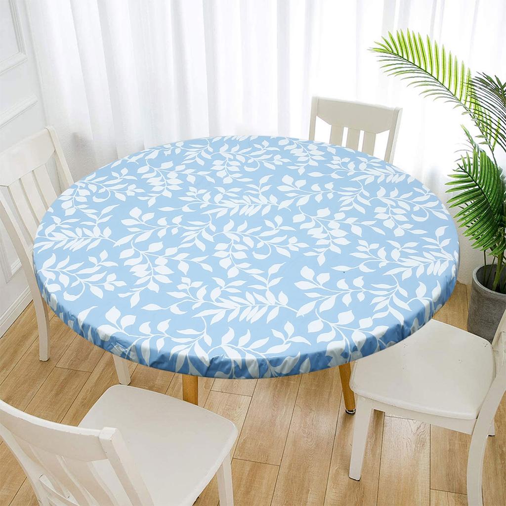 Elastic Edged Vinyl Fitted Tablecloth Flannel Backed & Elastic Edge Table Cover Indoor Outdoor Round Fitted Vinyl Table Cloth