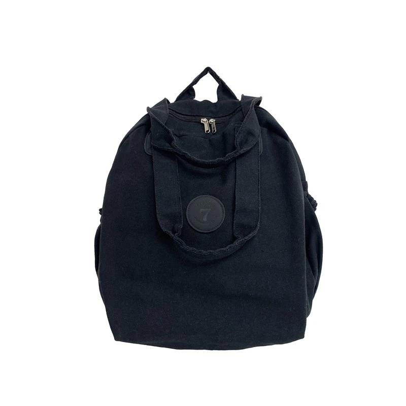 

Casual Simple Large Capacity Canvas Backpacks Zipper Solid Durable Couple Style Retro Shoulder Bags for Unisex 2024 Hot Sale чёрный