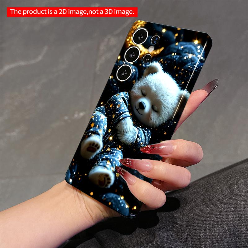 2DFlat Samsung phone case Sleeping Bear in Starry Night Applicable to Galaxy S22 S23 S24 S25ULTRA S26 A12 A13 A14 A15 A16