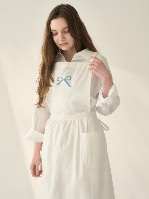 DECOVIEW Ribbon Embroidered Apron ivory