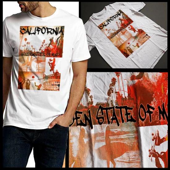 

California Skateboarder T-Shirt Tourist Venice Beach Vacation Surfer Cotton Tee 3XL