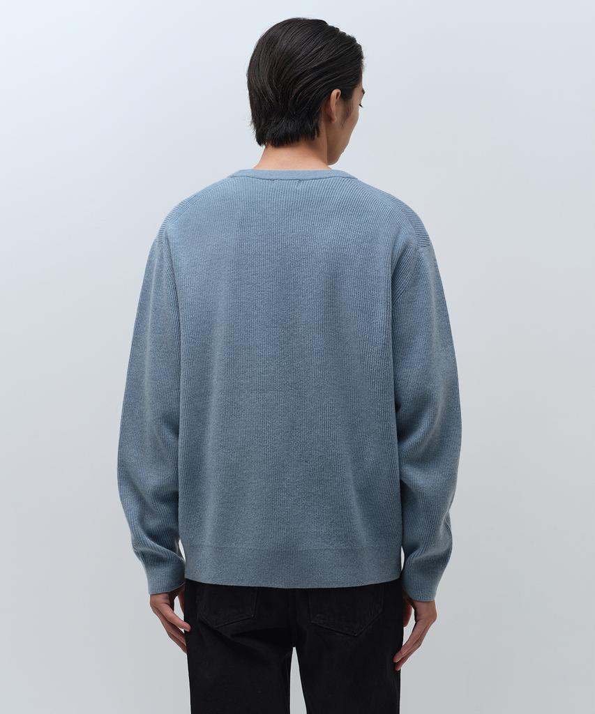 Musinsa Standard [Victoria Wool] Minimal Ribbed Crew Neck Knit [Sky Blue]