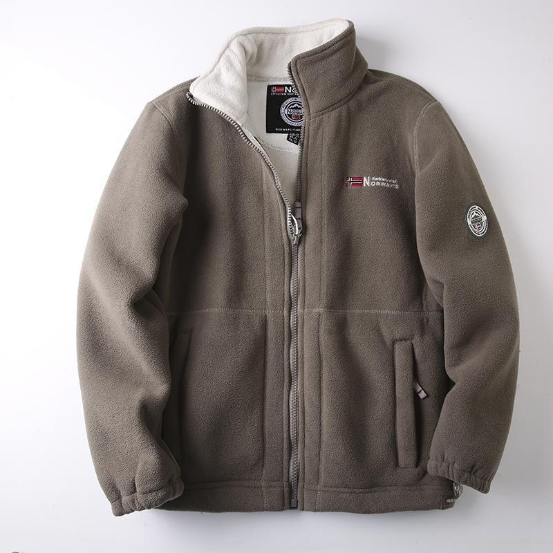 Herren Norwegen Plüsch Doppelseitige Fleecejacke: Warme, lässige, locker sitzende Überbekleidung in Übergröße für Herbst/Winter