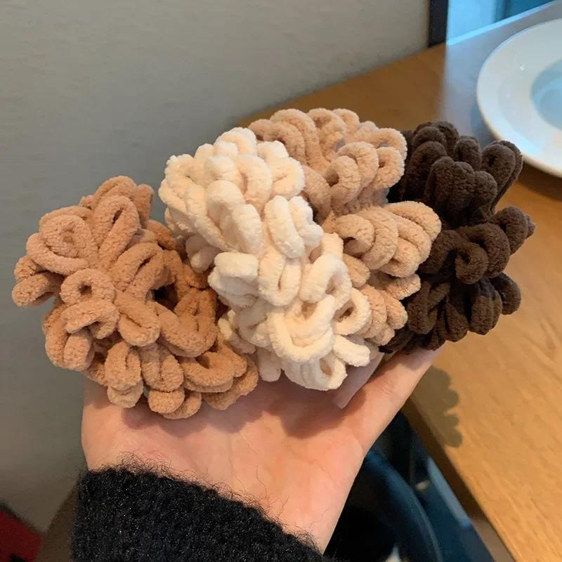 Autumn Winter New Sweet Plush Soft Girls' Women Pompom Hair Ties Elastic Hair Band Ropes Accessories Headwear