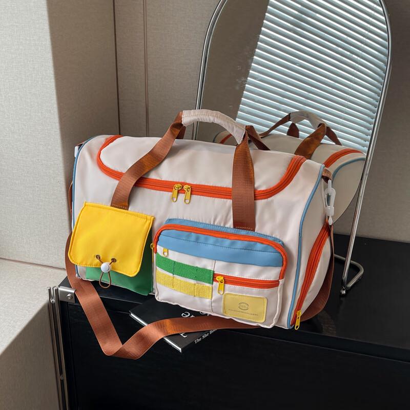 Portable Color-block Gym Travel Duffel Bag