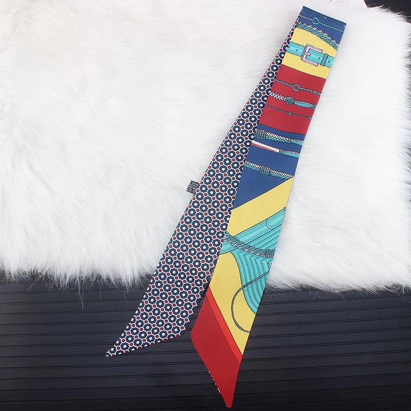 Women Silk Scarf Printed Series Hairband Neck Tie Foulard Beach Shawl Versatile Lady'S Fashion Accessory Binding Bag Ribbon