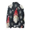 Women's Fashion Crew-neck Casual Long-sleeved Christmas Printed Turtleneck Knitted Top
