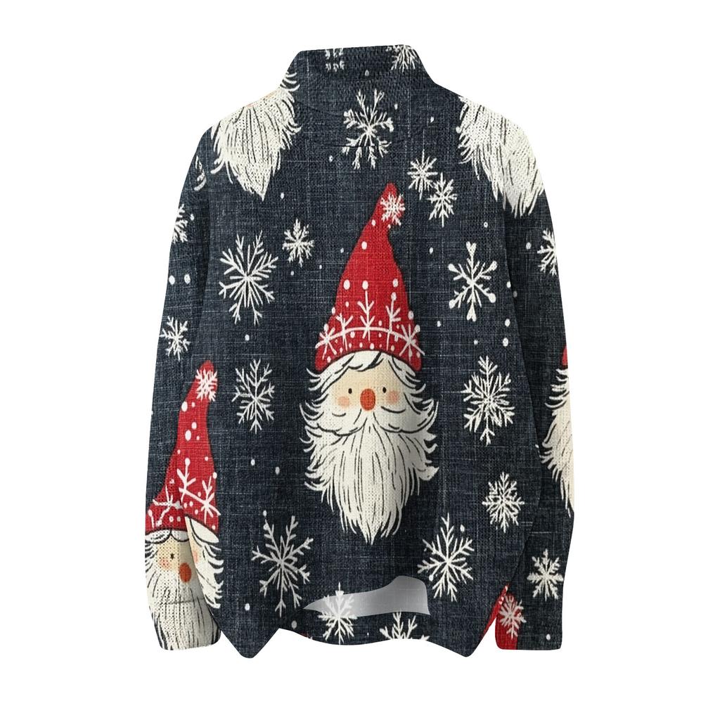 Women's Fashion Crew-neck Casual Long-sleeved Christmas Printed Turtleneck Knitted Top